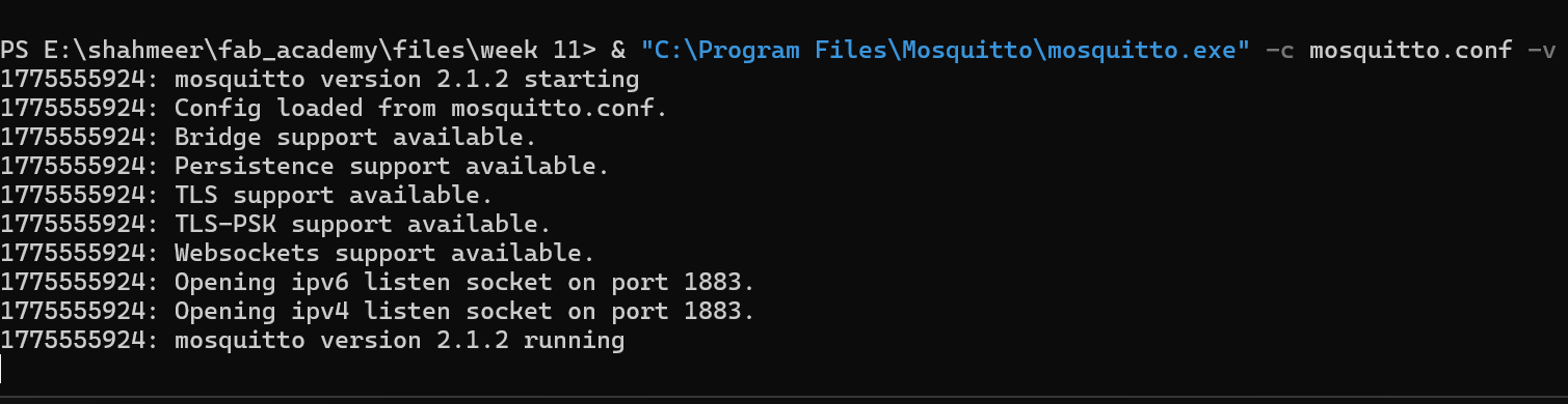 mosquitto running in terminal